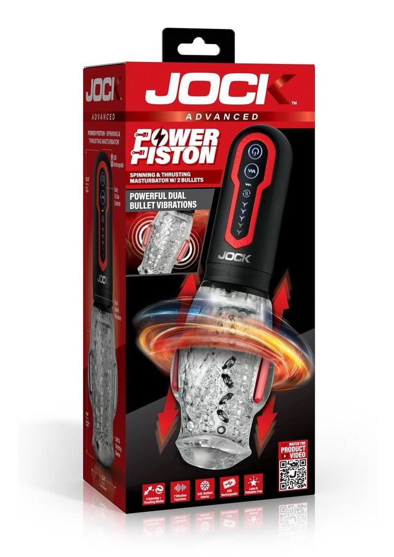 JOCK Spinning & Thrusting Rechargeable Masturbator with 2 Bullets - Mouth