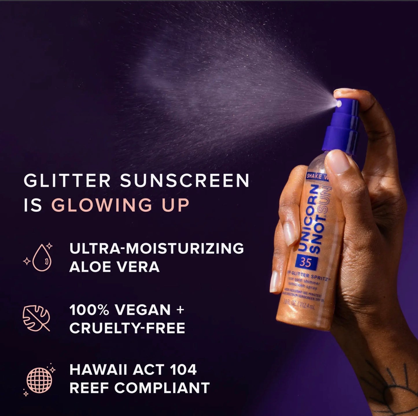 Unicorn Snot SPF Glitter Spritz Rose Gold