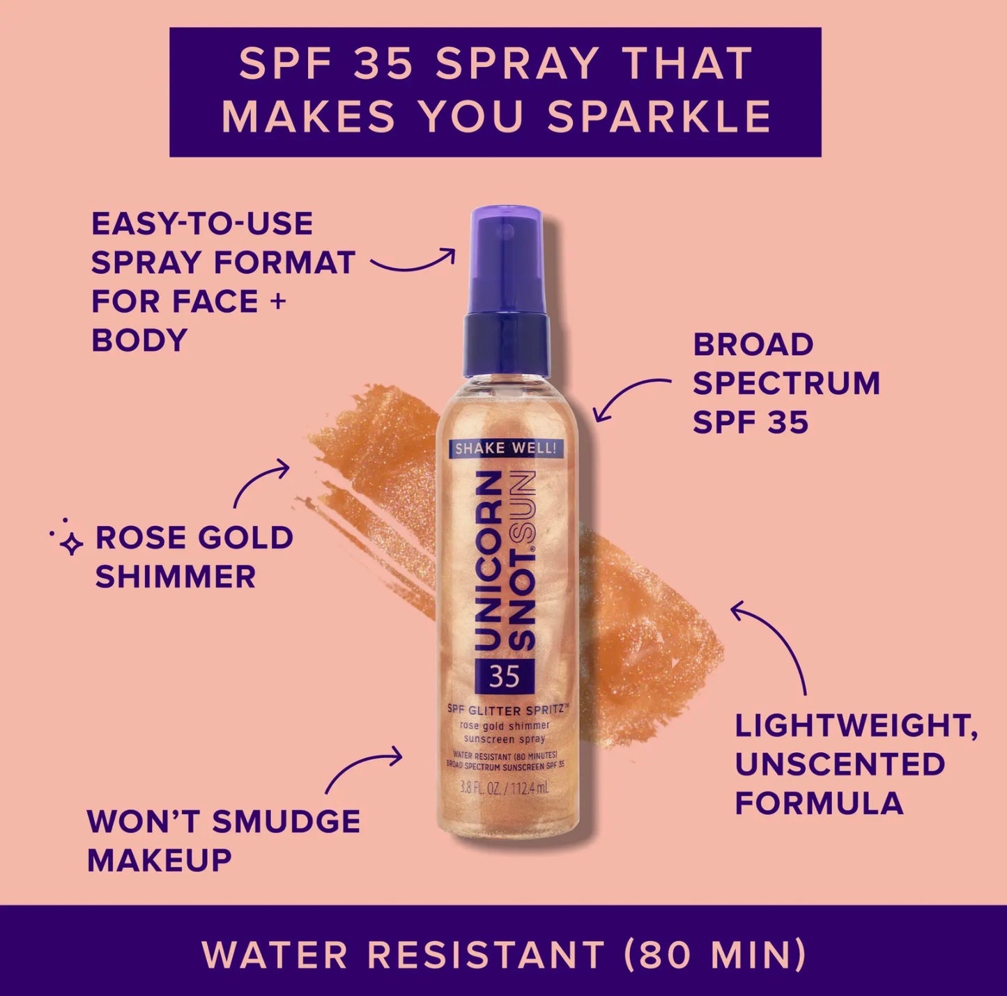 Unicorn Snot SPF Glitter Spritz Rose Gold